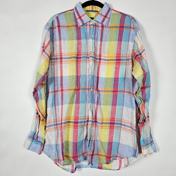 Zegna Sport Other - Zegna Sport 100% Flax Linen Colorful Mens Medium Long Sleeve Button Shirt